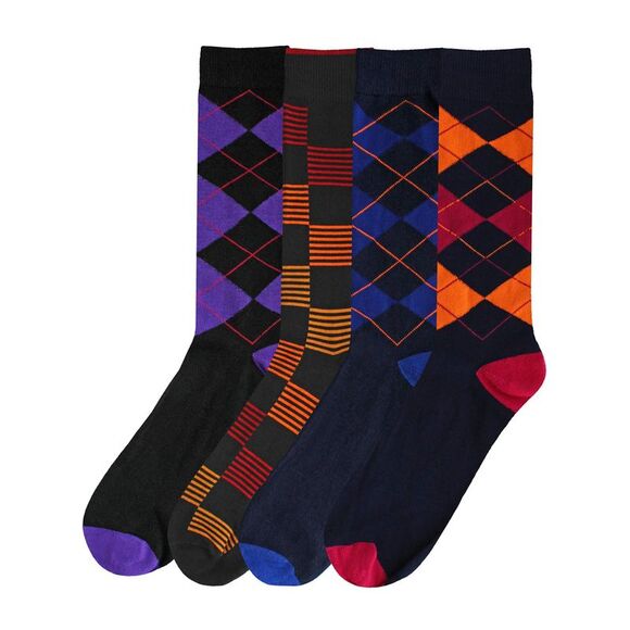 Argyle & Checker Mens 4-Pack Dress Socks - Picture 5 of 6